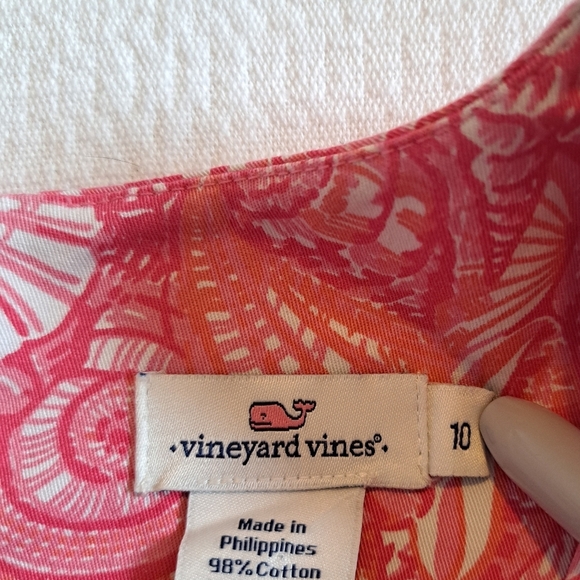Vineyard Vines girls size 10 pink and white shell print shift dress, VGUC - Picture 4 of 6